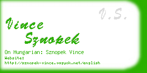 vince sznopek business card